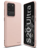 Galaxy S20 Ultra Case | Air-S - Matte pink phone case shown from back and front angles on a Galaxy S20 Ultra.