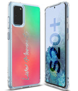 Galaxy S20 Plus Case | Fusion Design - Clear phone case with a pink-to-green gradient back and "Live Moment" text.