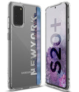 Galaxy S20 Plus Case | Fusion Design - Clear phone case featuring a New York skyline graphic with text overlay.