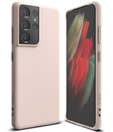 Galaxy S21 Ultra Case | Air-S - A matte light pink phone case shown from the back and front on a Galaxy S21 Ultra.