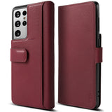 Galaxy S21 Ultra Case | Folio Signature+ - Burgundy leather folio case for Galaxy S21 Ultra with magnetic clasp.