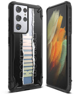 Galaxy S21 Ultra Case | Fusion-X Design - Black protective phone case with a torn paper graphic and clear back panel.