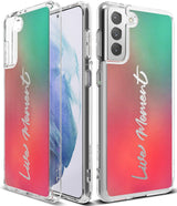 Galaxy S21 Plus Case | Fusion Design - Clear phone case with a green-to-red gradient and Live Moment text.