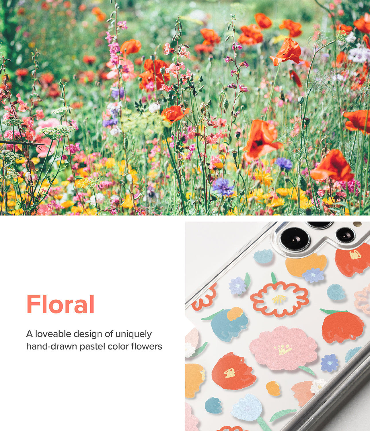 Galaxy S22 Ultra Case | Fusion Design - Floral - A lovable design of uniquely hard-drawn pastel color flowers.
