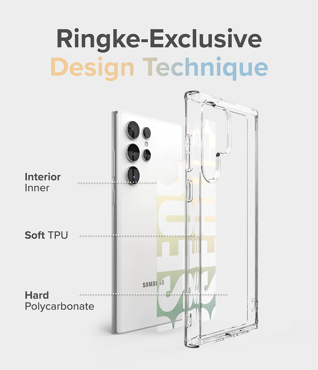 Galaxy S22 Ultra Case | Fusion Design - Seoul- Ringke Exclusive Design Technique. Interior Inner. Soft TPU. Hard Polycarbonate.