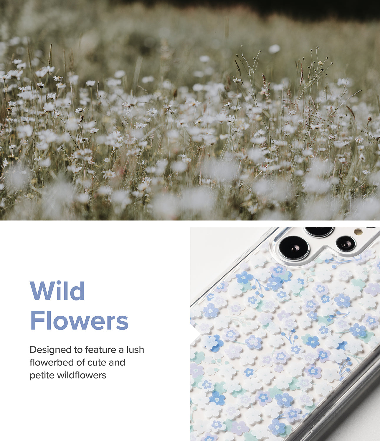 Galaxy S22 Ultra Case | Fusion Design - Wild Flowers - Designed to feature a lush flowerbed of cute and petite wildflowers.