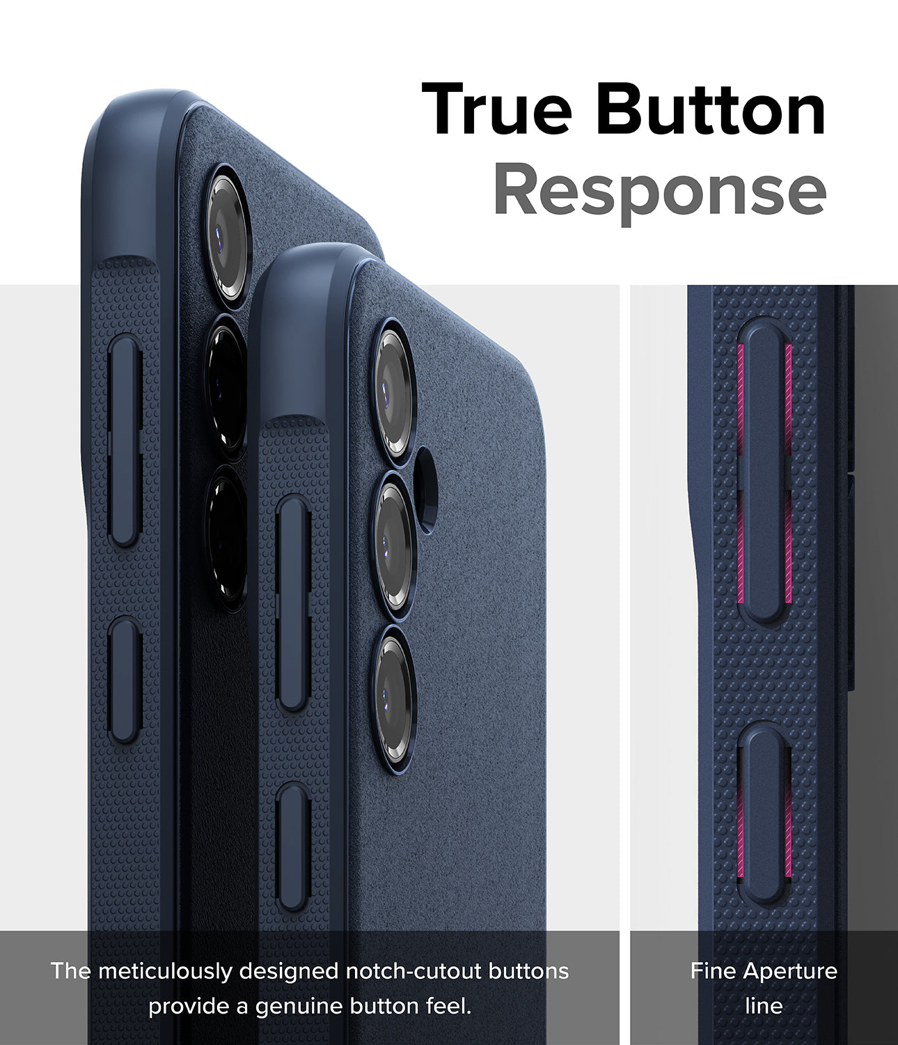 Galaxy S23 FE Case | Onyx-Navy - True Button Response. The meticulously designed notch-cutout buttons provide a genuine button feel. Fine Aperture Line.