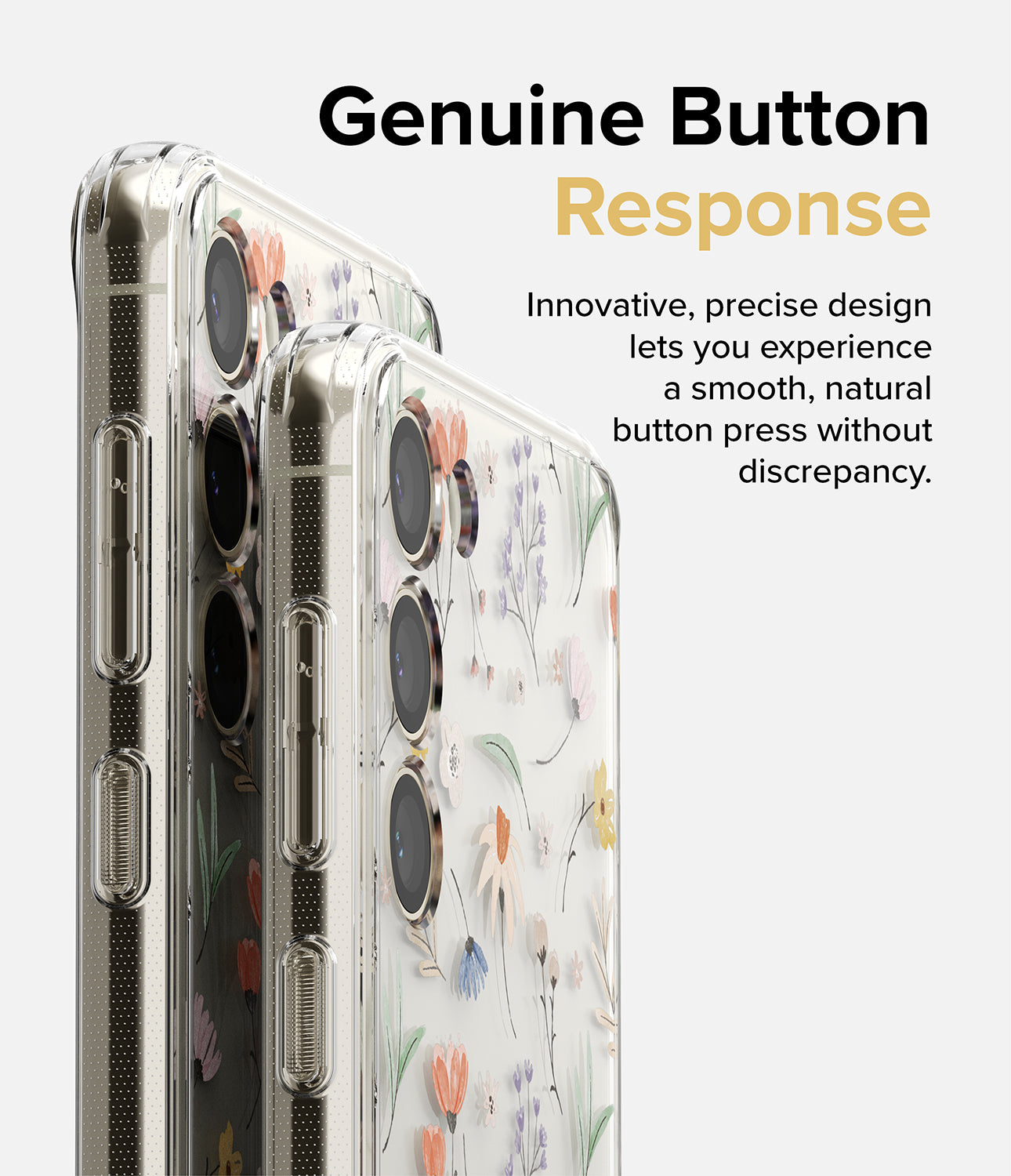 Galaxy S23 Plus Case | Fusion Design Dry Flowers - Genuine Button Response. Innovative, precise design lets you experience a smooth, natural button press without discrepancy.