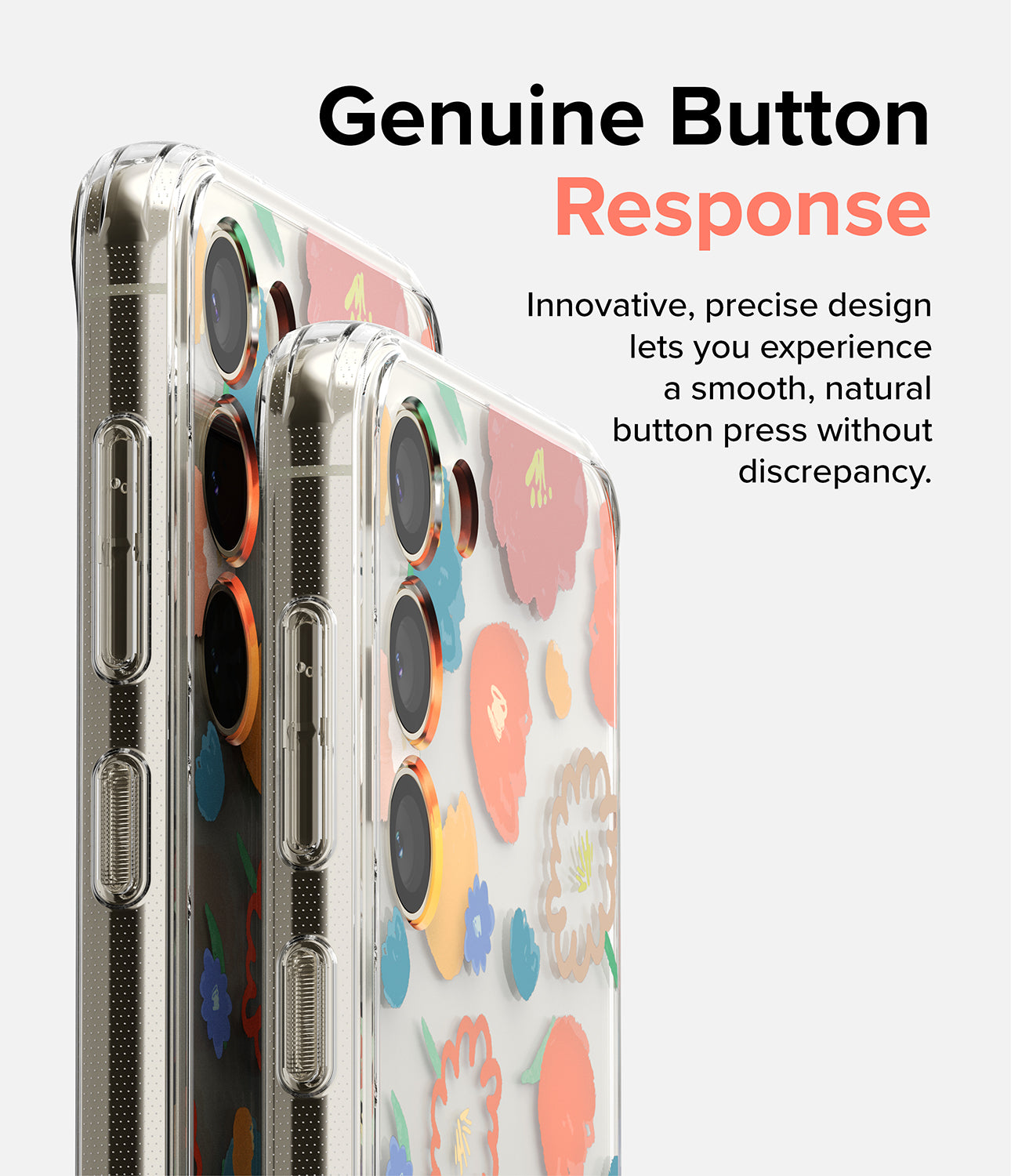 Galaxy S23 Plus Case | Fusion Design Floral - Genuine Button Response. Innovative, precise design lets you experience a smooth, natural button press without discrepancy.