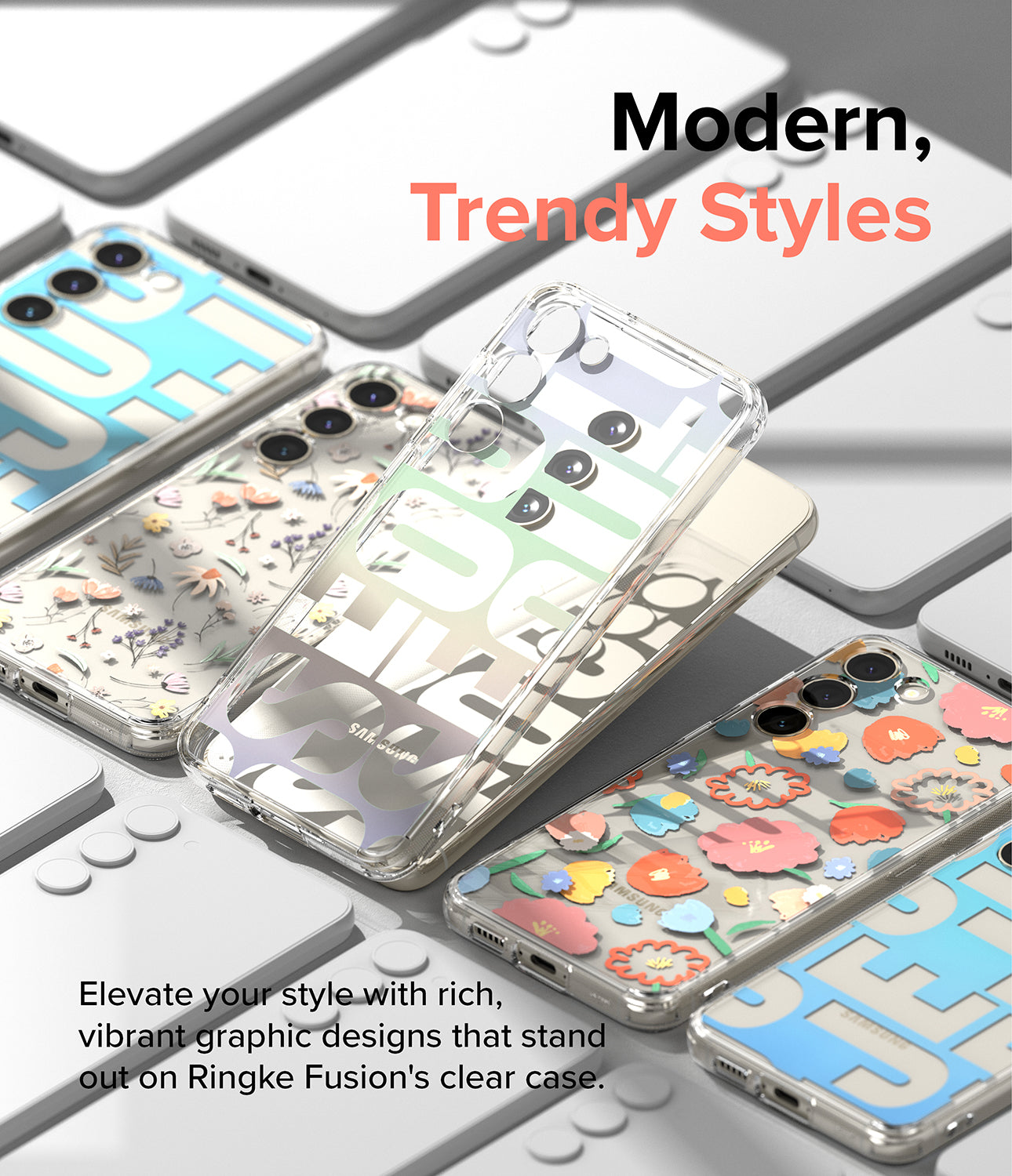 Galaxy S23 Plus Case | Fusion Design Floral - Modern, Trendy Styles.