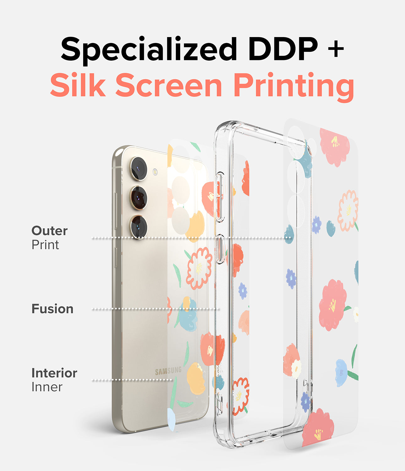 Galaxy S23 Plus Case | Fusion Design Floral - Specialized DDP+ Silk Screen Printing.