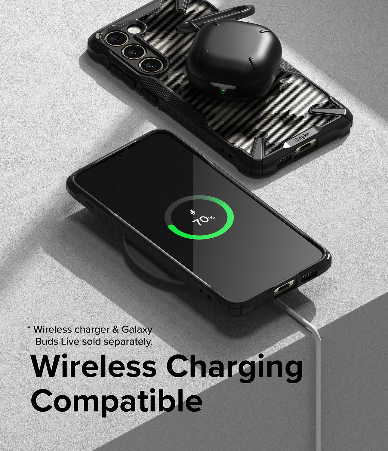 Galaxy S23 Plus Case | Fusion-X - Camo Black - Wireless Charging Compatible.