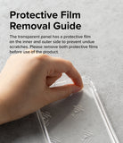 Galaxy S23 Plus Case | Fusion Clear - Protective Film Removal Guide. The transparent panel has a protective film on the inner and outer side to prevent undue scratches. Please remove both protective films before use of the product.