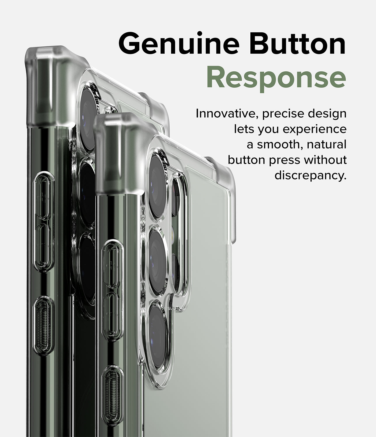 Galaxy S23 Ultra Case | Fusion Bumper - Clear - Genuine Button Response. Innovative, precise design lets you experience a smooth, natural button press without discrepancy.