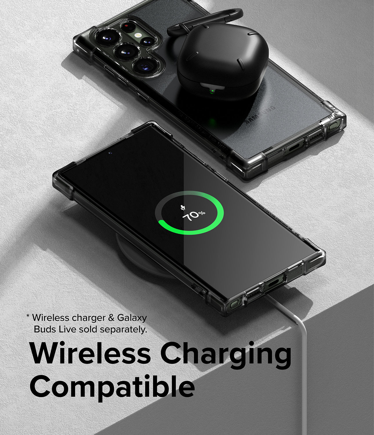 Galaxy S23 Ultra Case | Fusion Bumper - Matte Smoke Black - Wireless Charging Compatible.