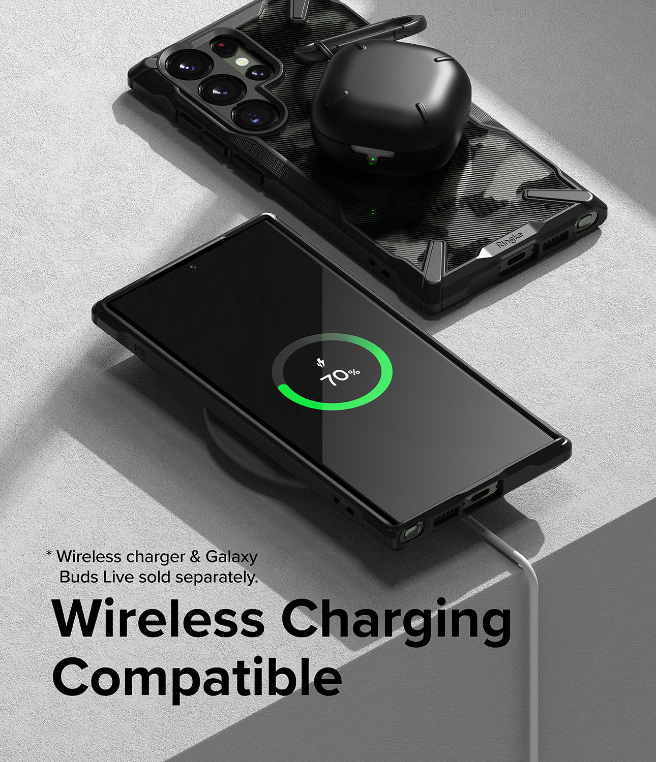 Galaxy S23 Ultra Case | Fusion-X - Camo Black - Wireless Charging Compatible
