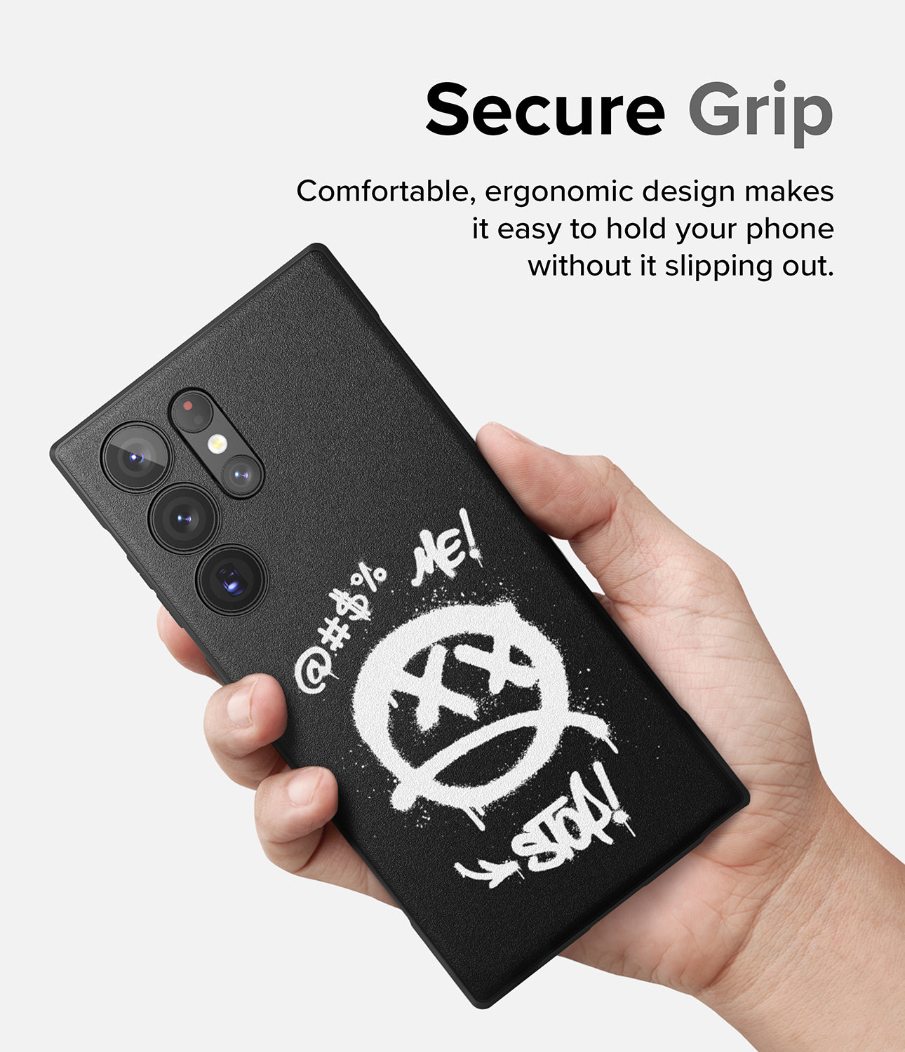 Galaxy S23 Ultra Case | Onyx Design Graffiti - Secure Grip. Comfortable, ergonomic design makes it easy to hold your phone without it slipping out.