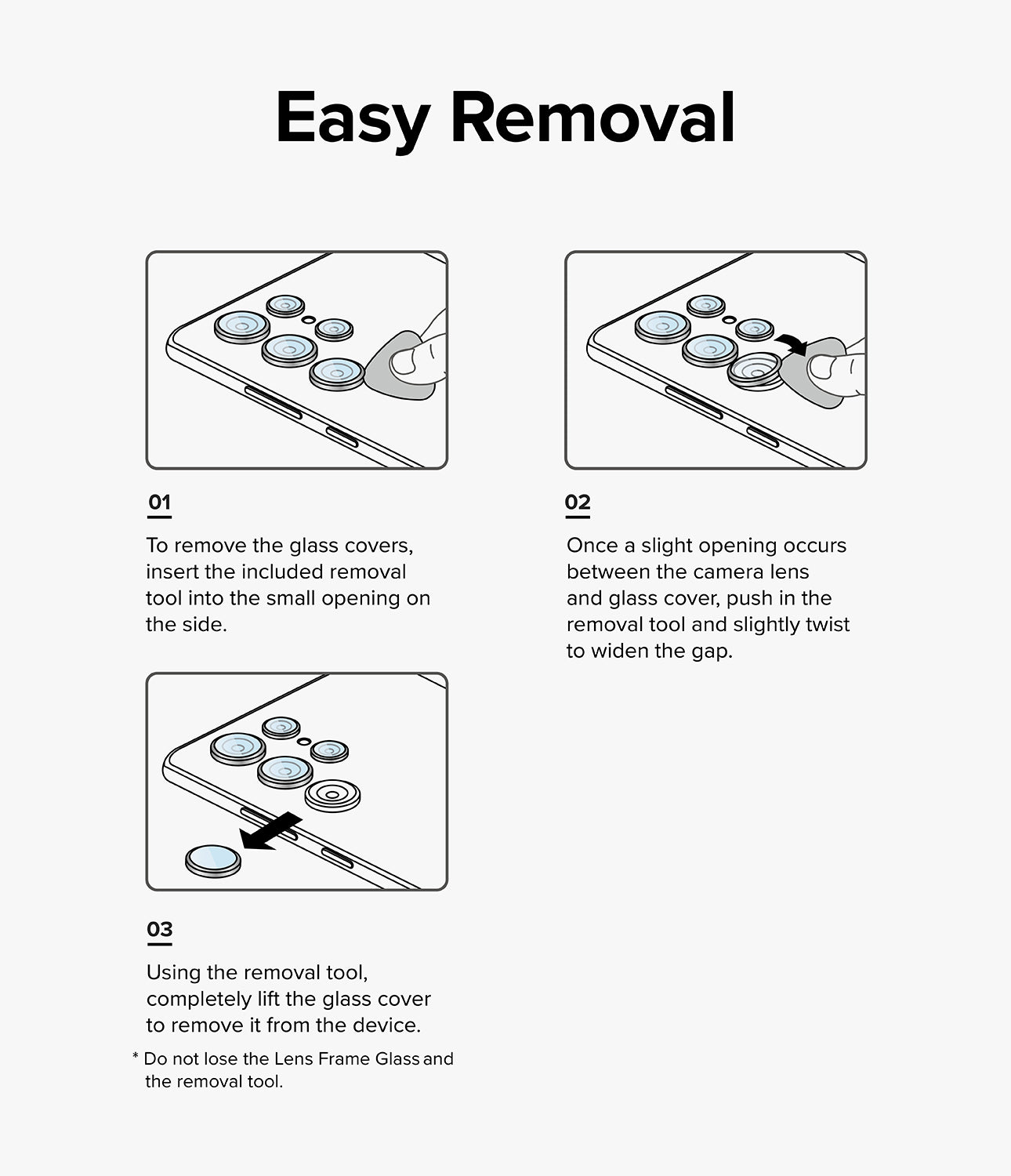 Galaxy S24 Ultra Lens Protector | Camera Lens Frame Glass - Easy Removal