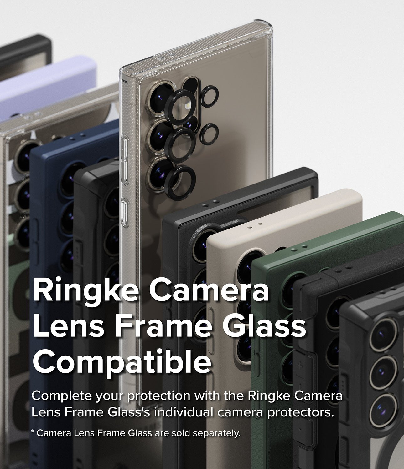 Galaxy S24 Ultra Case | Fusion Bold Magnetic Matte - Ringke Camera Lens Frame Glass Compatible. Complete your protection with the Ringke Camera Lens Frame Glass' individual camera protectors.