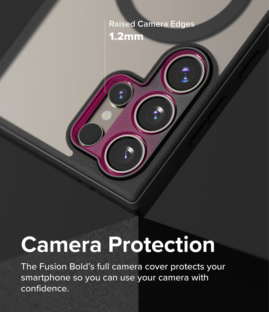 Galaxy S24 Ultra Case | Fusion Bold Magnetic Matte - Camera Protection. The Fusion Bold's full camera cover protects your smartphone so you can use your camera with confidence.
