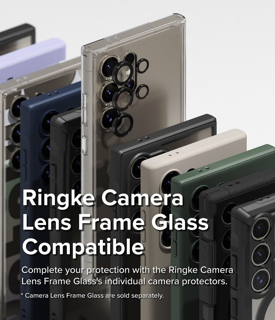 Galaxy S24 Ultra Case | Fusion Bold - Ringke Camera Lens Frame Glass Compatible. Complete your protection with the Ringke Camera Lens Frame Glass' individual camera protectors.