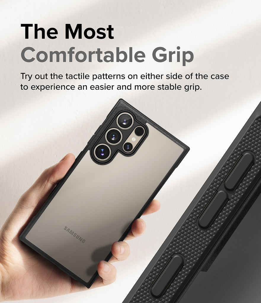 Galaxy S24 Ultra Case | Fusion Bold - The Most Comfortable Grip. Try out the tactile patterns on either side of the case to experience an easier and more stable grip.