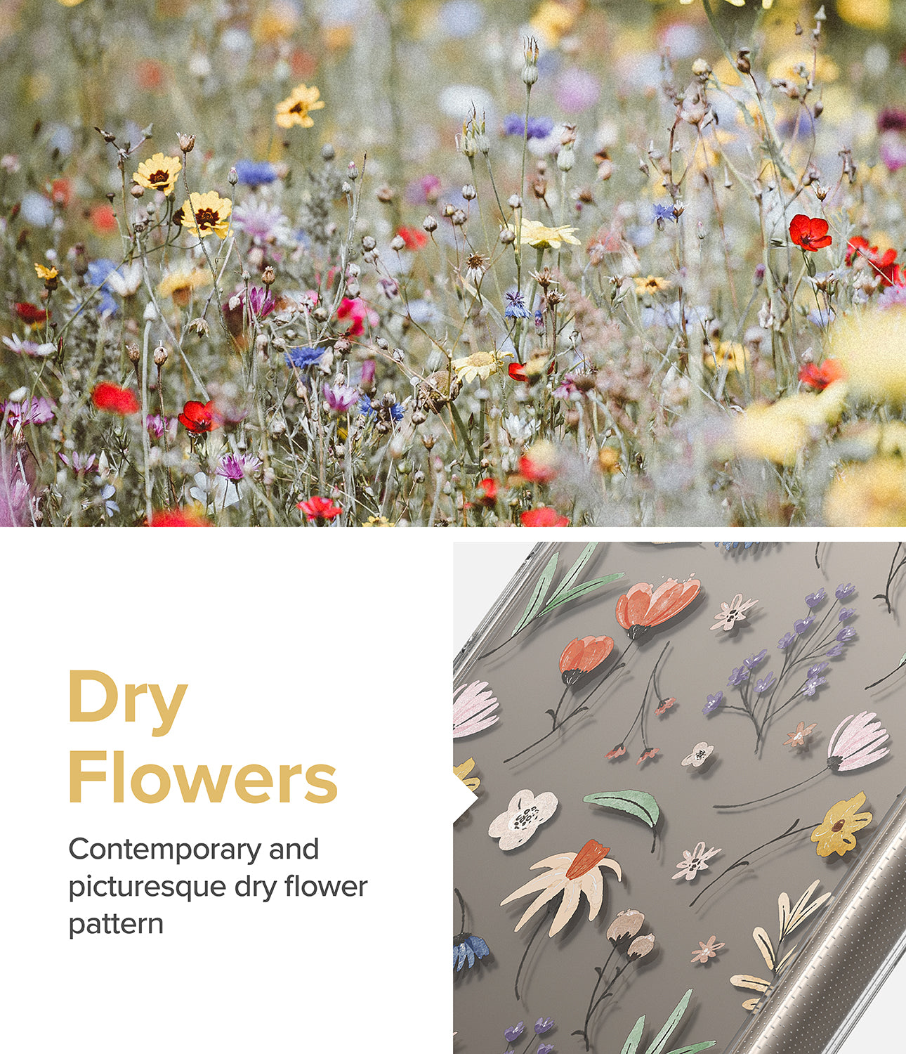 Galaxy S24 Ultra Case | Fusion Design - Dry Flowers. Contemporary and picturesque dry flower pattern.