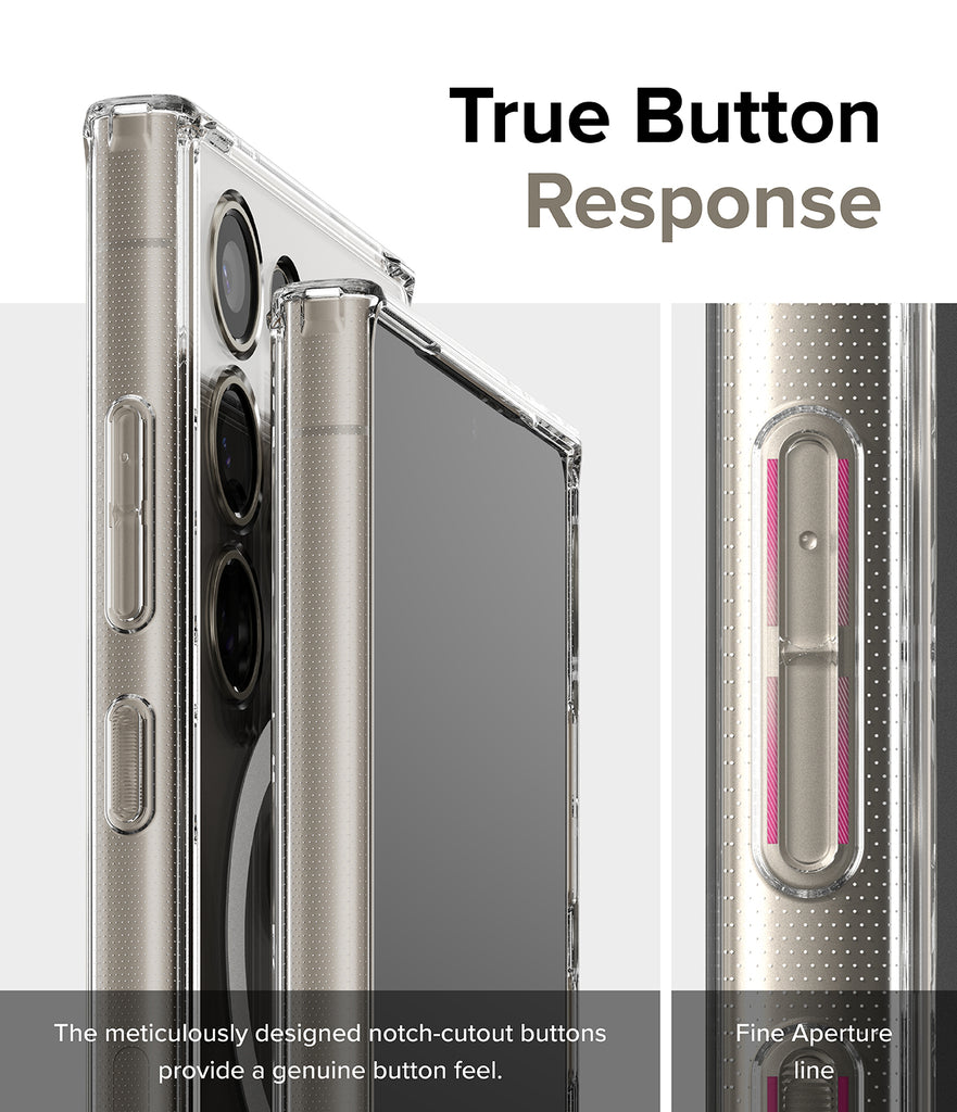 Galaxy S24 Ultra Case | Fusion Magnetic - True Button Response. The meticulously designed notch-cutout buttons provide a genuine button feel Fine Aperture Line.