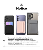 Galaxy S24 Ultra Case | Silicone Magnetic - Lavender - Notice. When using the Galaxy S24 Series Magnetic cases together with certain accessories, such as cardholders, a part of the camera may be obscured. Notably, to use the zoom function on the camera app, it is recommended to remove the cardholder first.