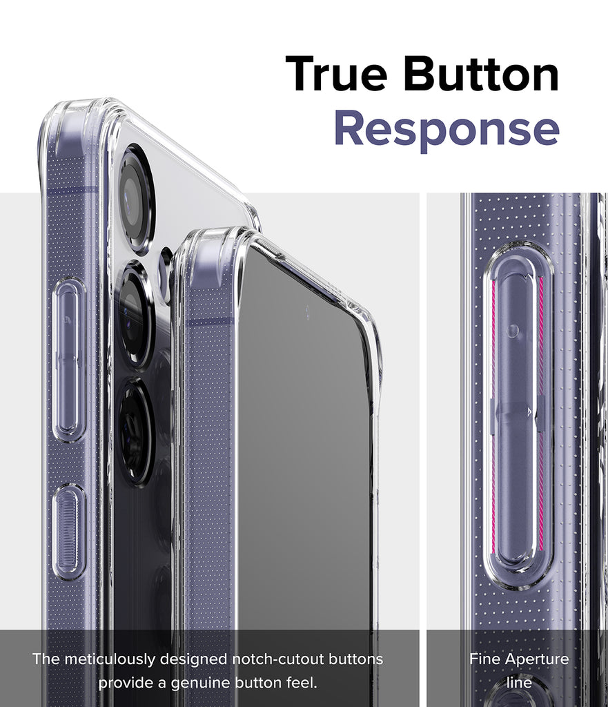 Galaxy S24 Case | Fusion - True Button Response. The meticulously designed notch-cutout buttons provide a genuine button feel. Fine Aperture Line.