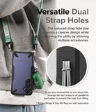Galaxy S24 Case | Fusion-X - Black - Versatile Dual Strap Holes. The reduced strap hole size provides a cleaner design while improving the utility by allowing multiple accessories.