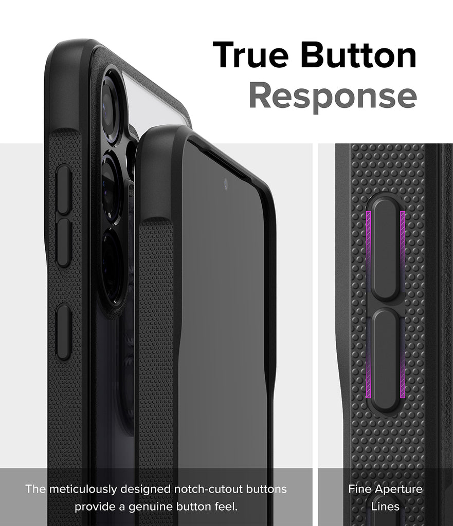 Galaxy S24 Plus Case | Fusion Bold - True Button Response. The meticulously designed notch-cutout buttons provide a genuine button feel.