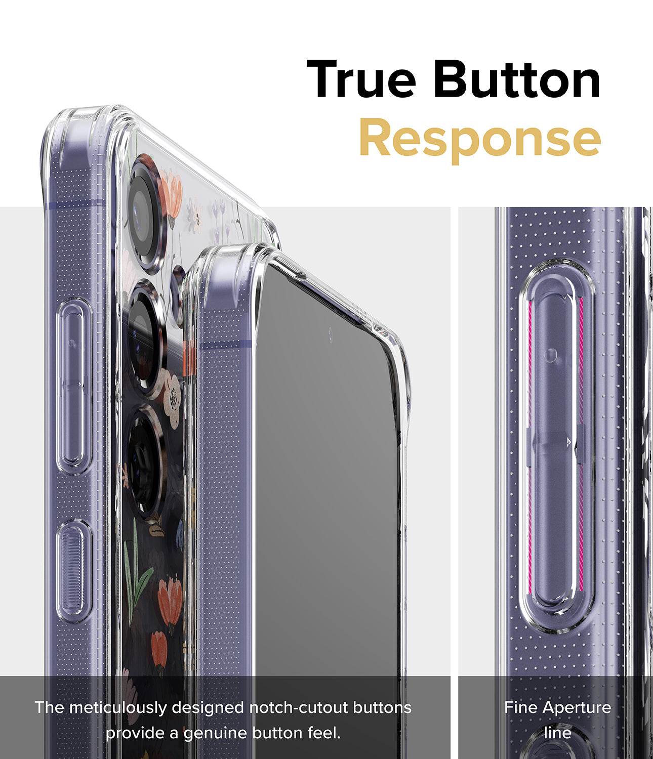 Ringke Fusion Design Compatible with Samsung Galaxy S24 Plus Case 5G, Clear Hard Back with Flower Design Shockproof TPU Bumper Phone Cover for Girls