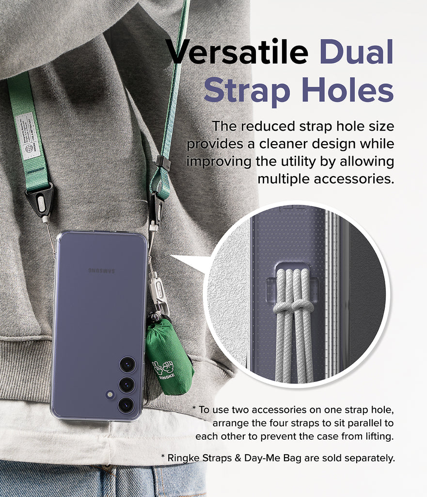 Galaxy S24 Plus Case | Fusion Matte - Versatile Dual Strap Holes. The reduced strap holes seize provides a cleaner design while improving the utility by allowing multiple accessories.