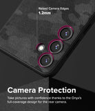 Galaxy S24 Case | Onyx Design - Camo Black - Camera Protection. Take pictures with confidence thanks to the Onyx's full-coverage design for the rear camera.