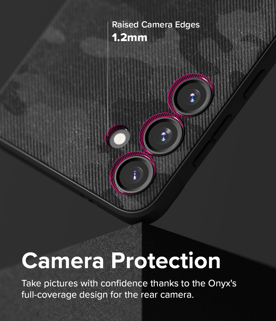 Galaxy S24 Plus Case | Onyx Design - Camera Protection. Take pictures with confidence thanks to the Onyx's full-coverage design for the rear camera.