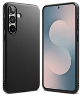 Galaxy S25 FE Case | Onyx - Matte black phone case shown from back and front, featuring textured finish and triple camera.
