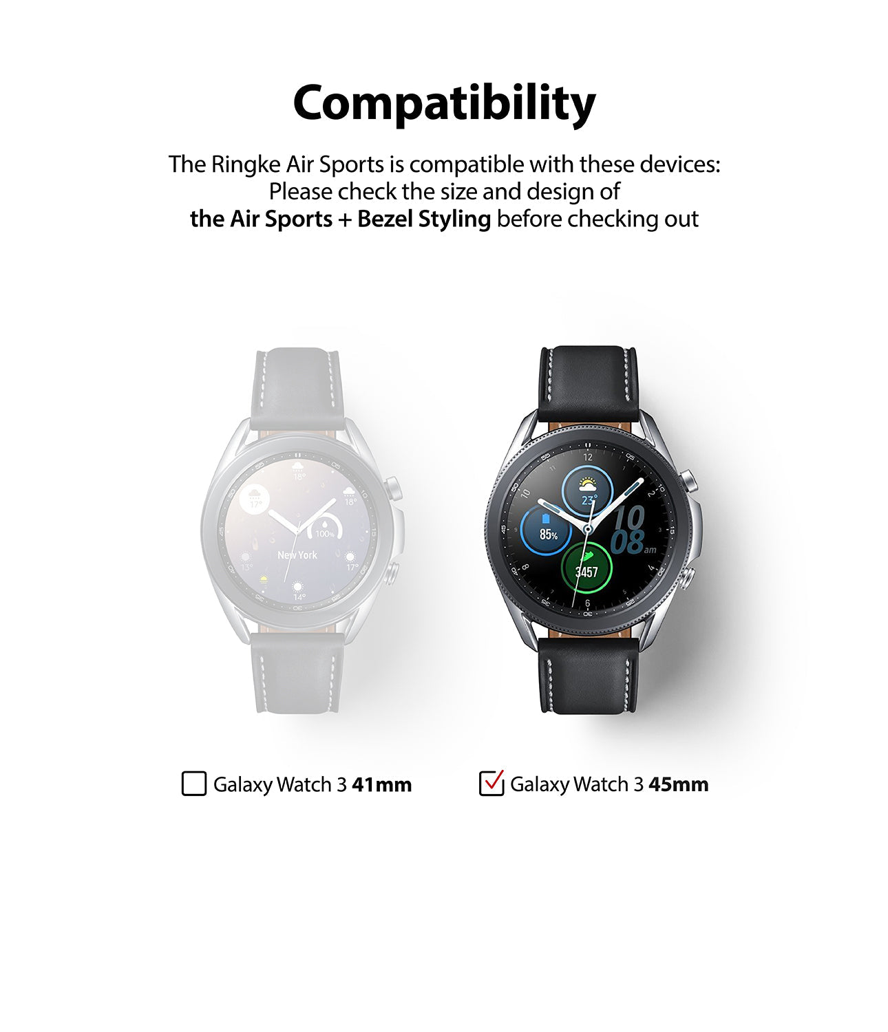 Galaxy Watch 3 45mm | Air Sports Black + Bezel Styling – Ringke