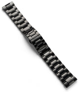 Watch Lug 22mm | Metal One Band [Black] - Matte black stainless steel link watch band with a branded folding clasp.