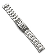 Watch Lug 22mm | Metal One Band [Black] - Brushed silver-tone stainless steel watch link bracelet on white background.