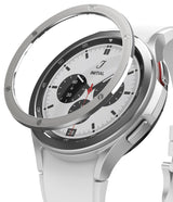 Galaxy Watch 4 Classic 42mm | Bezel Styling - Three Galaxy Watch 4 Classic smartwatches with various metallic bezel covers.
