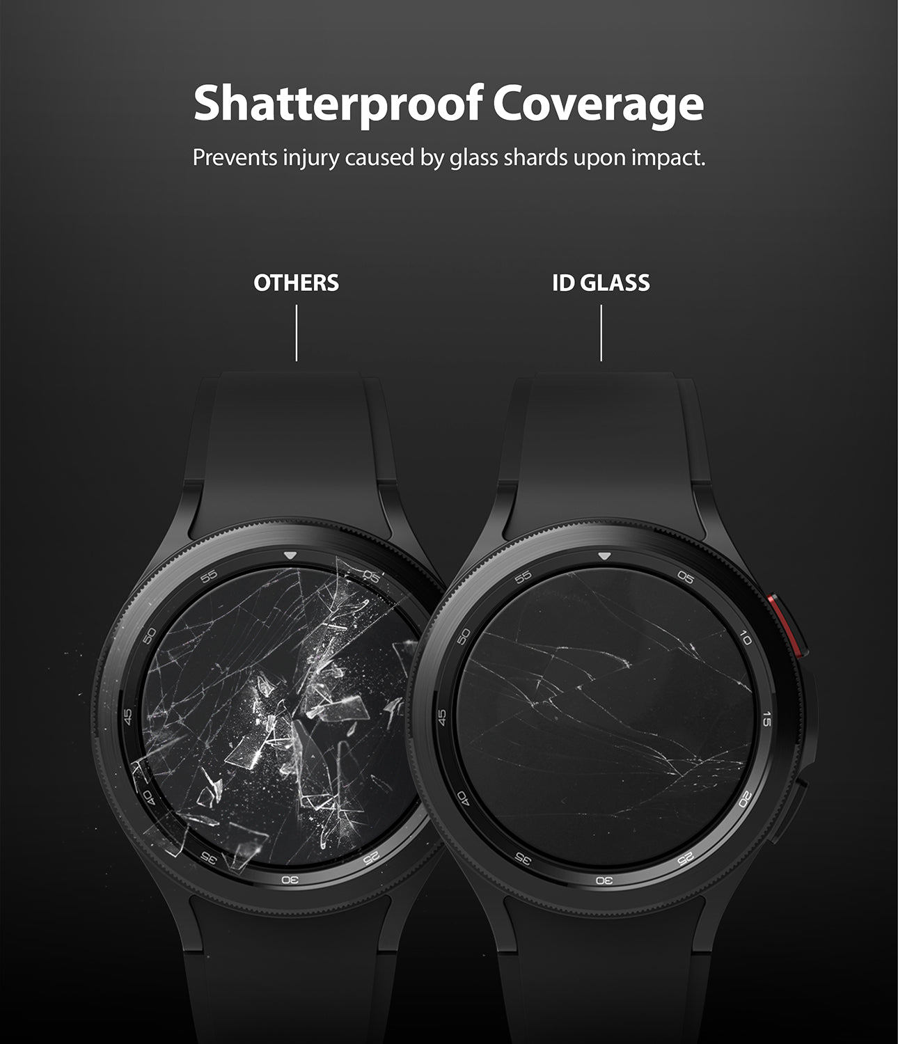 Galaxy Watch 4 Classic 42mm Screen Protector | Glass - R1 - Shatterproof Coverage. Prevents injury caused by glass shards upon impact.