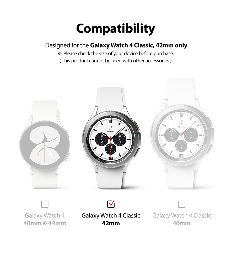 Galaxy Watch 4 Classic 42mm Screen Protector | Glass - R1 - Compatibility. Designed for the Galaxy Watch 4 Classic, 42mm only.