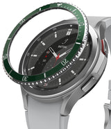 Galaxy Watch 4 Classic 46mm | Bezel Styling - Exploded view showing bezel ring, adhesive layer, and watch face.