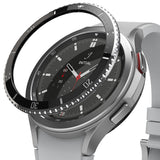 Galaxy Watch 4 Classic 46mm | Bezel Styling - Galaxy Watch 4 Classic 46mm | Bezel styling installation guide showing front, back, and side views with three steps.
