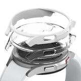 Galaxy Watch 4 Classic 46mm Case | Slim - Exploded view of a white smartwatch with a transparent protective case cover.