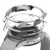 Galaxy Watch 4 Classic 46mm Case | Slim - Transparent protective case hovering above a silver Galaxy Watch 4 Classic.