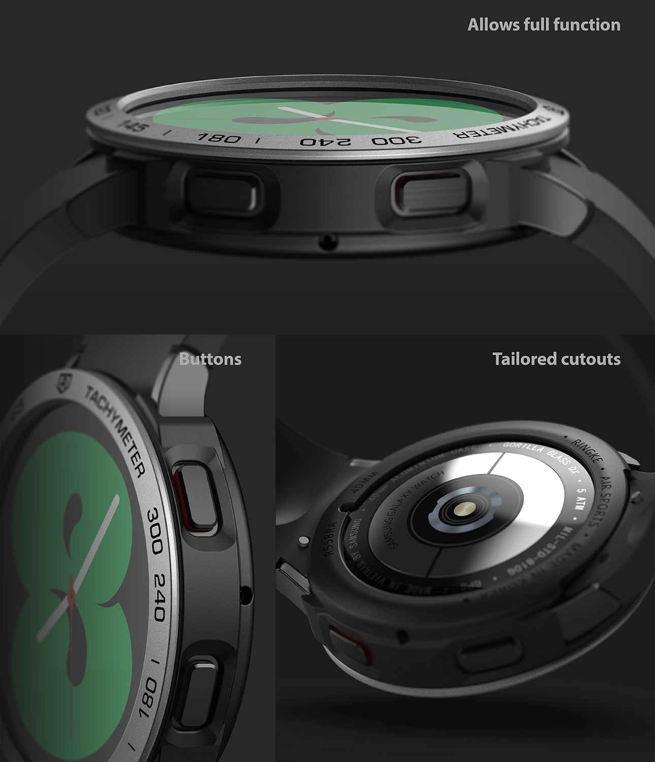 Galaxy Watch 4 40mm | Air Sports Black + Bezel Styling – Ringke