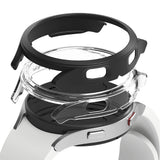 Galaxy Watch 4 40mm Case | Slim - Exploded view of a black slim protective case hovering above a Galaxy Watch 4.