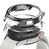 Galaxy Watch 4 40mm Case | Slim - Exploded view of a slim, transparent protective case hovering above a white smartwatch.